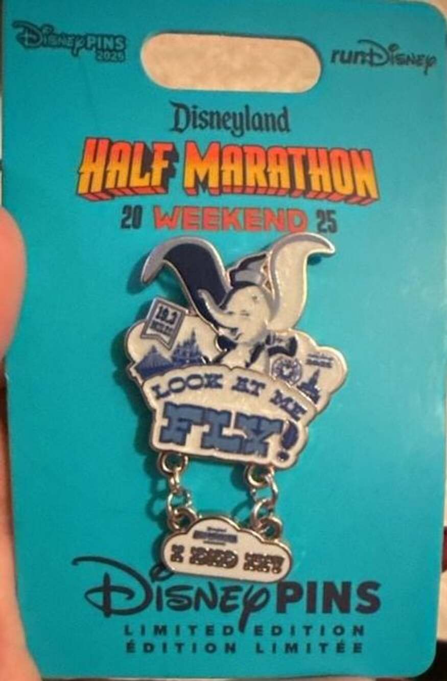 Disneyland Run Disney Half Marathon Weekend 2025 Dumbo I Did It Dangle LE Pin